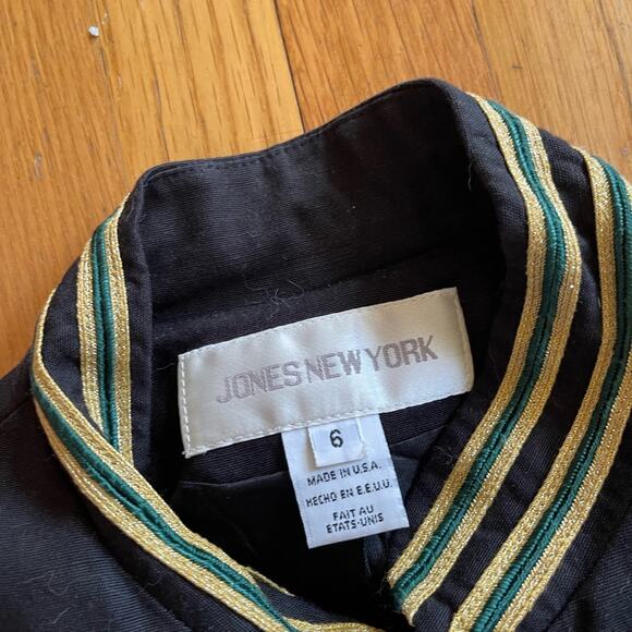 90s Vintage Military Style Jacket with Metallic Banded Collar - Picture 7 of 10